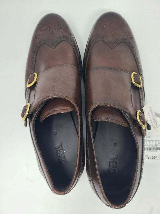 Zara Leather Double Monk Strap Shoes Size 8 2408/920 main image 5